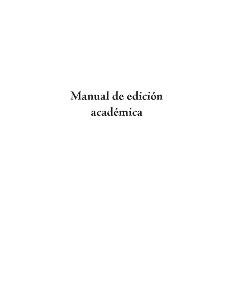 Portada: Manual de edición académica