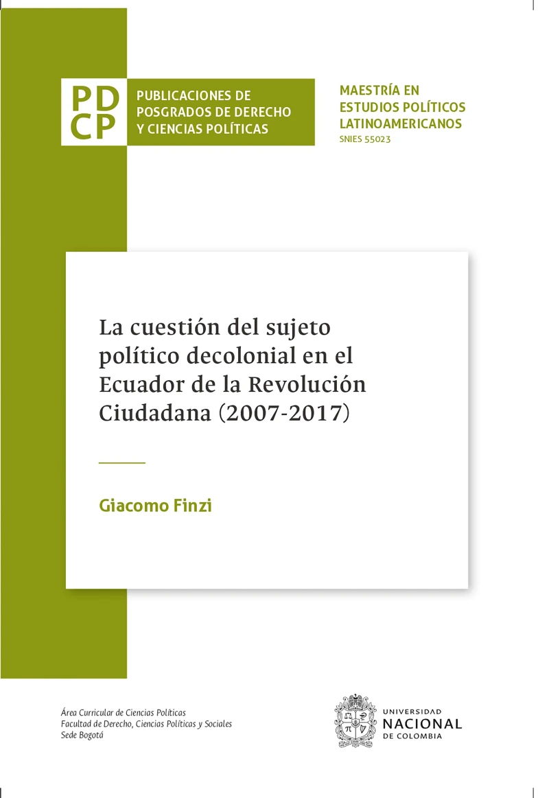Portada: La cuestión del sujeto político decolonial en el Ecuador de la Revolución Ciudadana