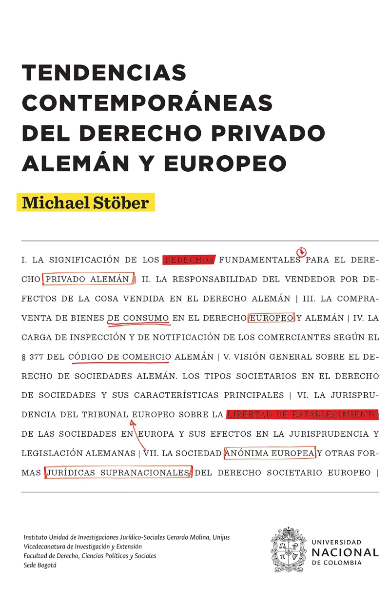 Portada: Tendencias contemporáneas del derecho privado alemán y europeo