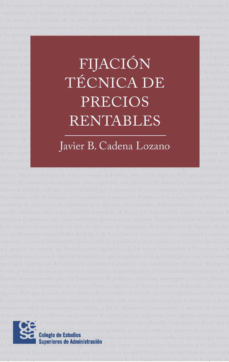 Portada: Fijación técnica de precios rentables
