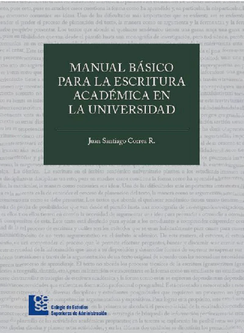 Portada: Manual básico para la escritura académica en la universidad 