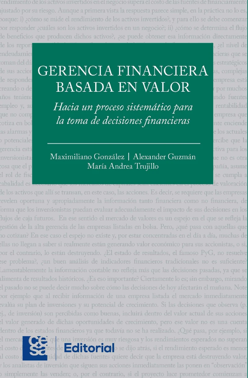 Portada: Gerencia financiera basada en valor