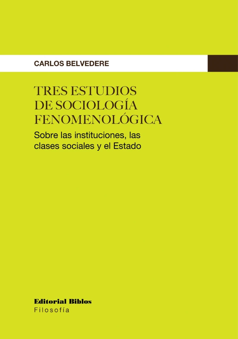 Portada: Tres estudios de sociología fenomenológica
