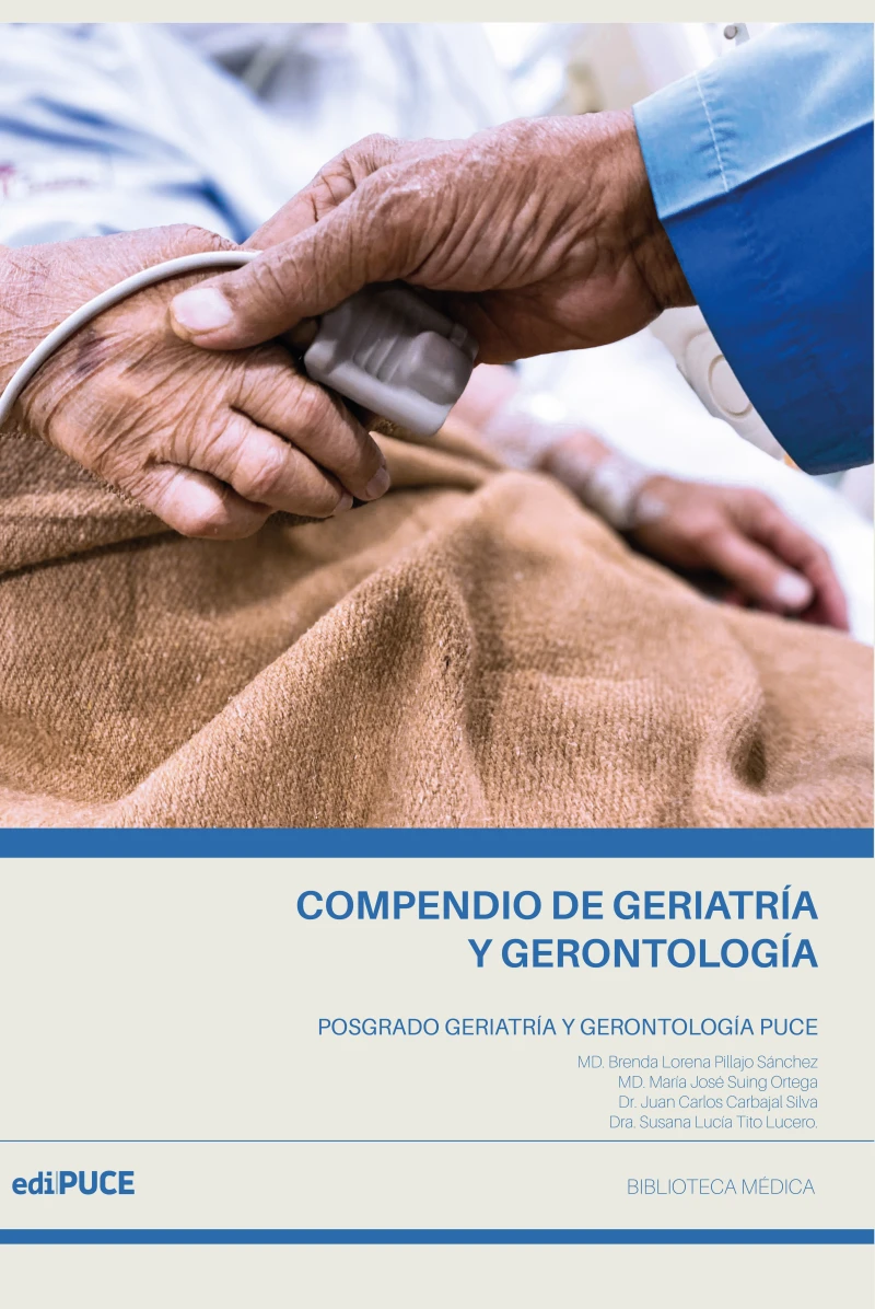 Portada: Compendio de Investigación Científica del Posgrado de Geriatría y Gerontología de la Pontificia Universidad Católica del Ecuador