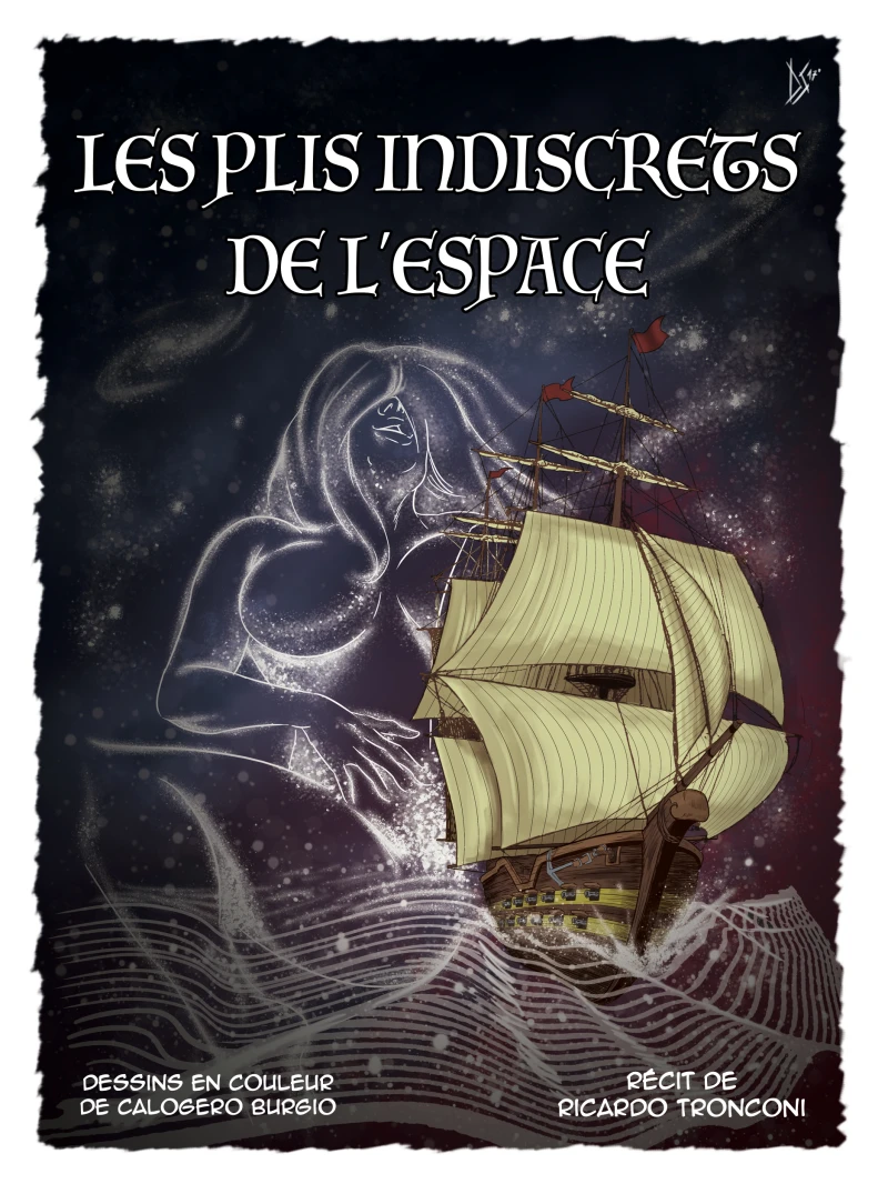 Portada: Les plis indiscrets de l'espace - bande dessinée en couleur et nouvelle