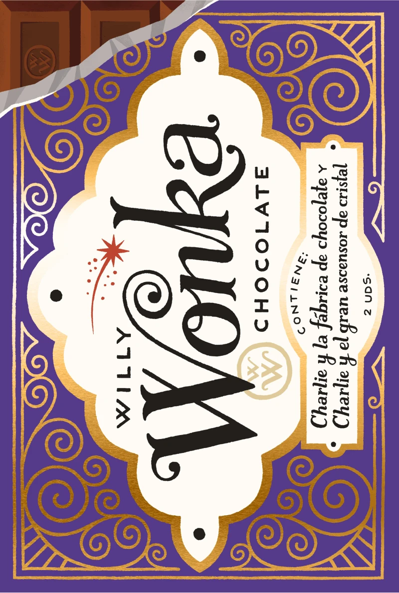 Portada: Estuche dorado de Willy Wonka (contiene: Charlie y la fábrica de chocolate y Charlie y el gran ascensor de cristal)
