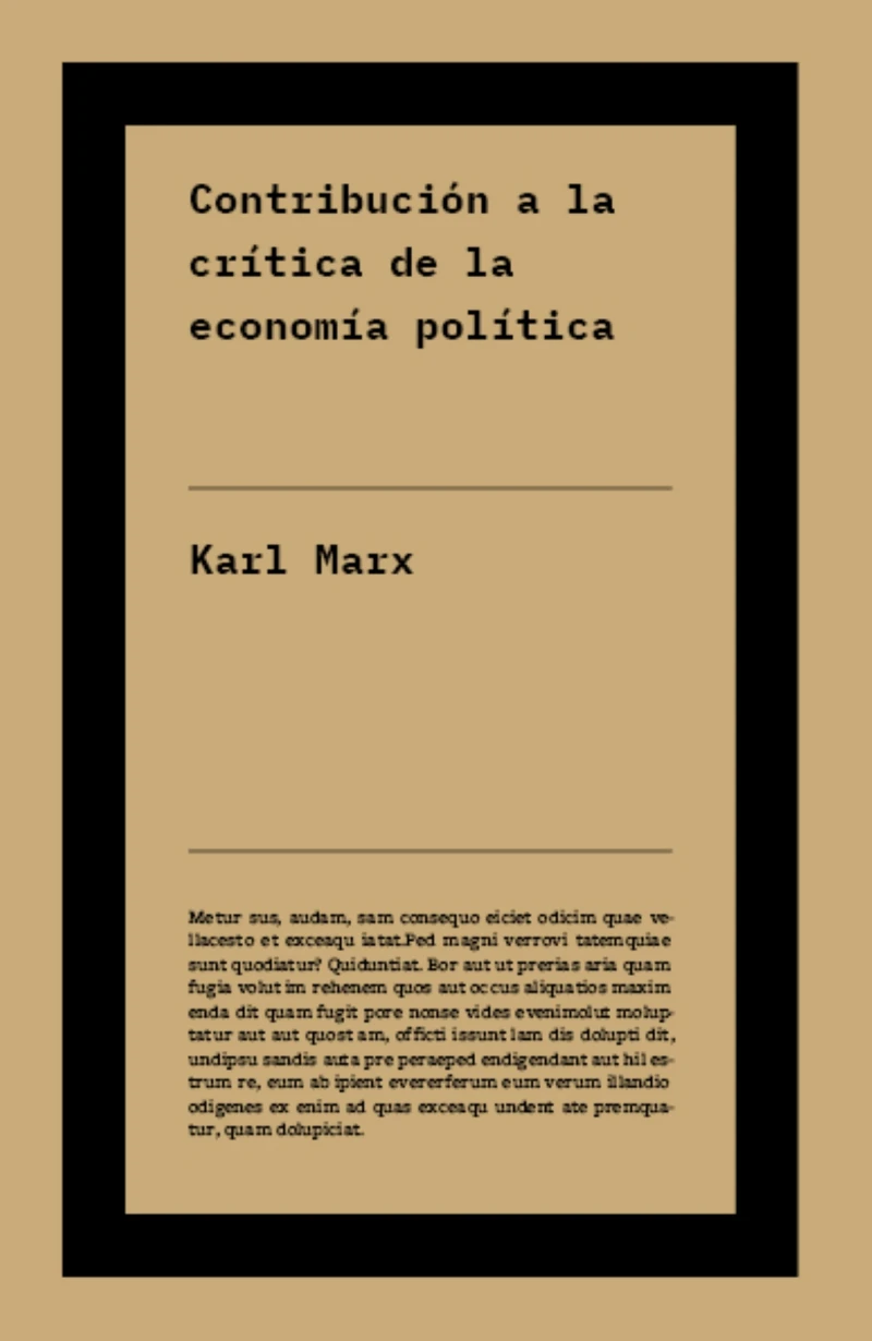 Portada: Contribución a la crítica de la economía política