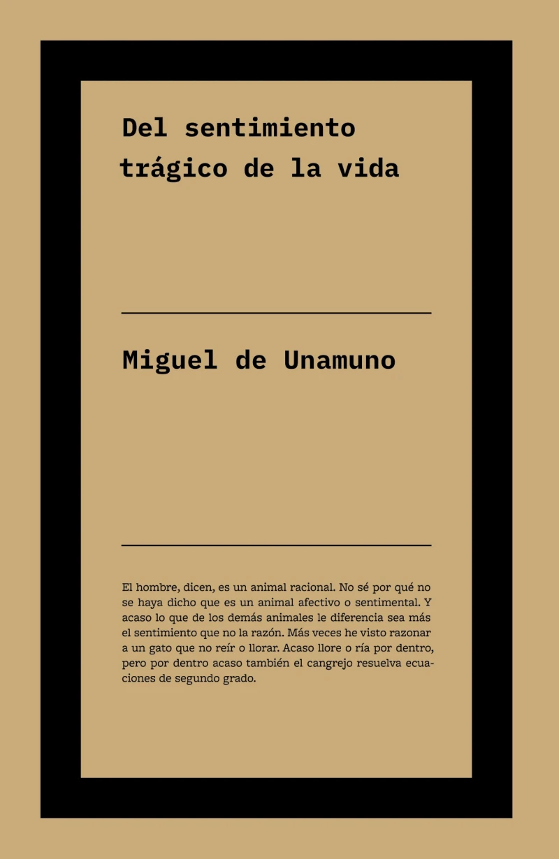 Portada: Del sentimiento trágico de la vida