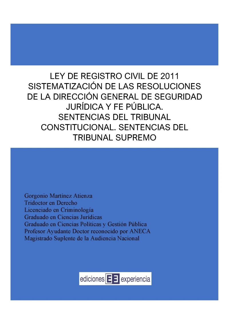 Portada: Ley de Registro Civil de 2011