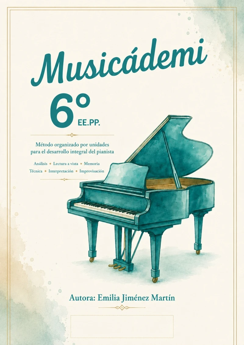 Portada: Musicádemi 6 EE.PP. Método organizado por unidades para el desarrollo del pianista