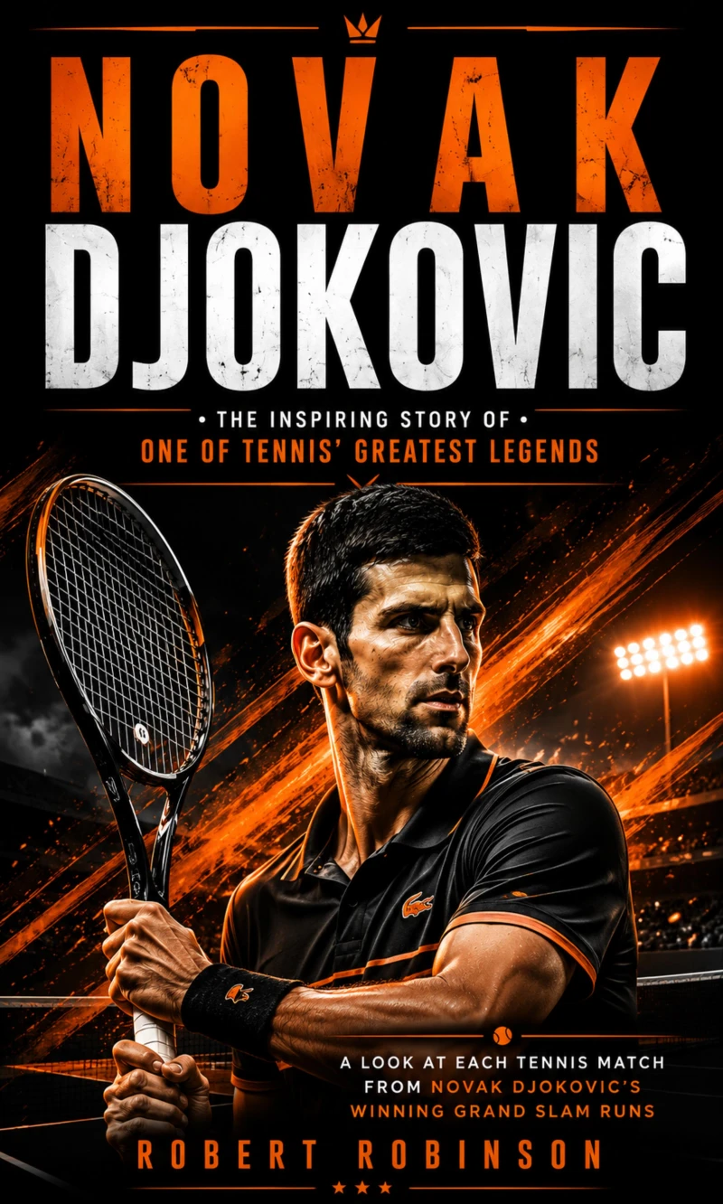 Portada: Novak Djokovic: The Inspiring Story of One of Tennis' Greatest Legends (A Look at Each Tennis Match From Novak Djokovic’s Winning Grand Slam Runs)