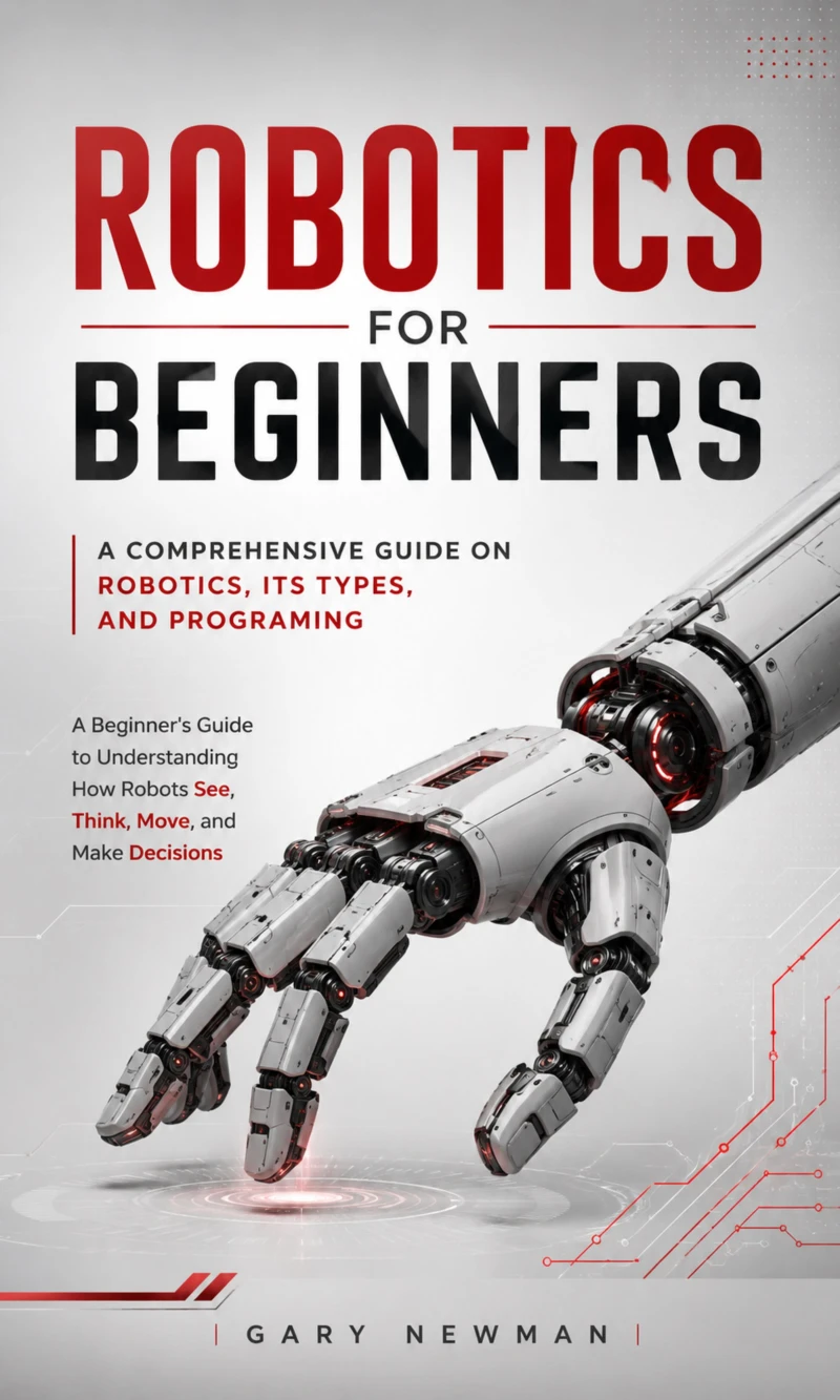 Portada: Robotics for Beginners: A Comprehensive Guide on Robotics, Its Types, and Programing (A Beginner's Guide to Understanding How Robots See, Think, Move, and Make Decisions)