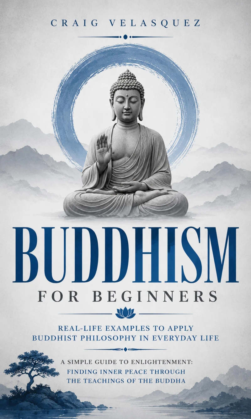 Portada: Buddhism for Beginners: Real-life Examples to Apply Buddhist Philosophy in Everyday Life (A Simple Guide to Enlightenment: Finding Inner Peace Through the Teachings of the Buddha)