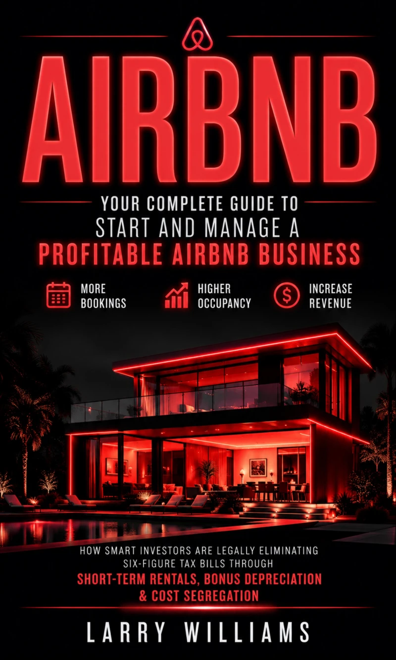 Portada: Airbnb: Your Complete Guide to Start and Manage a Profitable Airbnb Business (How Smart Investors Are Legally Eliminating Six-figure Tax Bills Through Short-term Rentals, Bonus Depreciation & Cost Segregation)