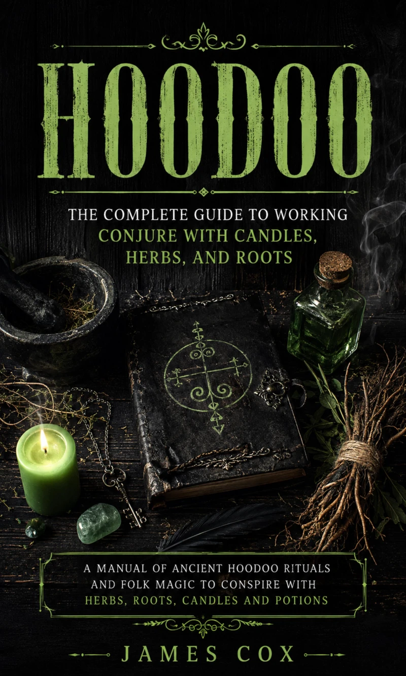 Portada: Hoodoo: The Complete Guide to Working Conjure With Candles, Herbs, and Roots (A Manual of Ancient Hoodoo Rituals and Folk Magic to Conspire With Herbs, Roots, Candles and Potions)