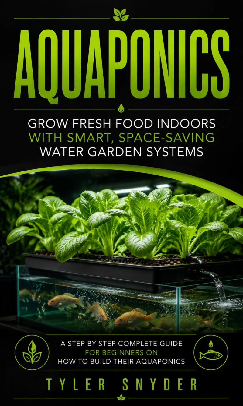 Portada: Aquaponics: Grow Fresh Food Indoors With Smart, Space-saving Water Garden Systems (A Step by Step Complete Guide for Beginners on How to Build Their Aquaponics)