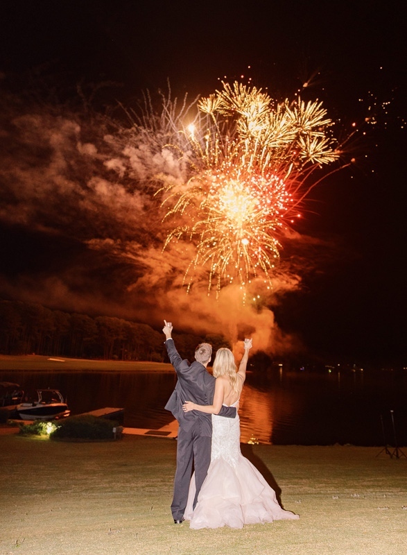 Fireworks following a Great Waters wedding at Reynolds Lake Oconee.