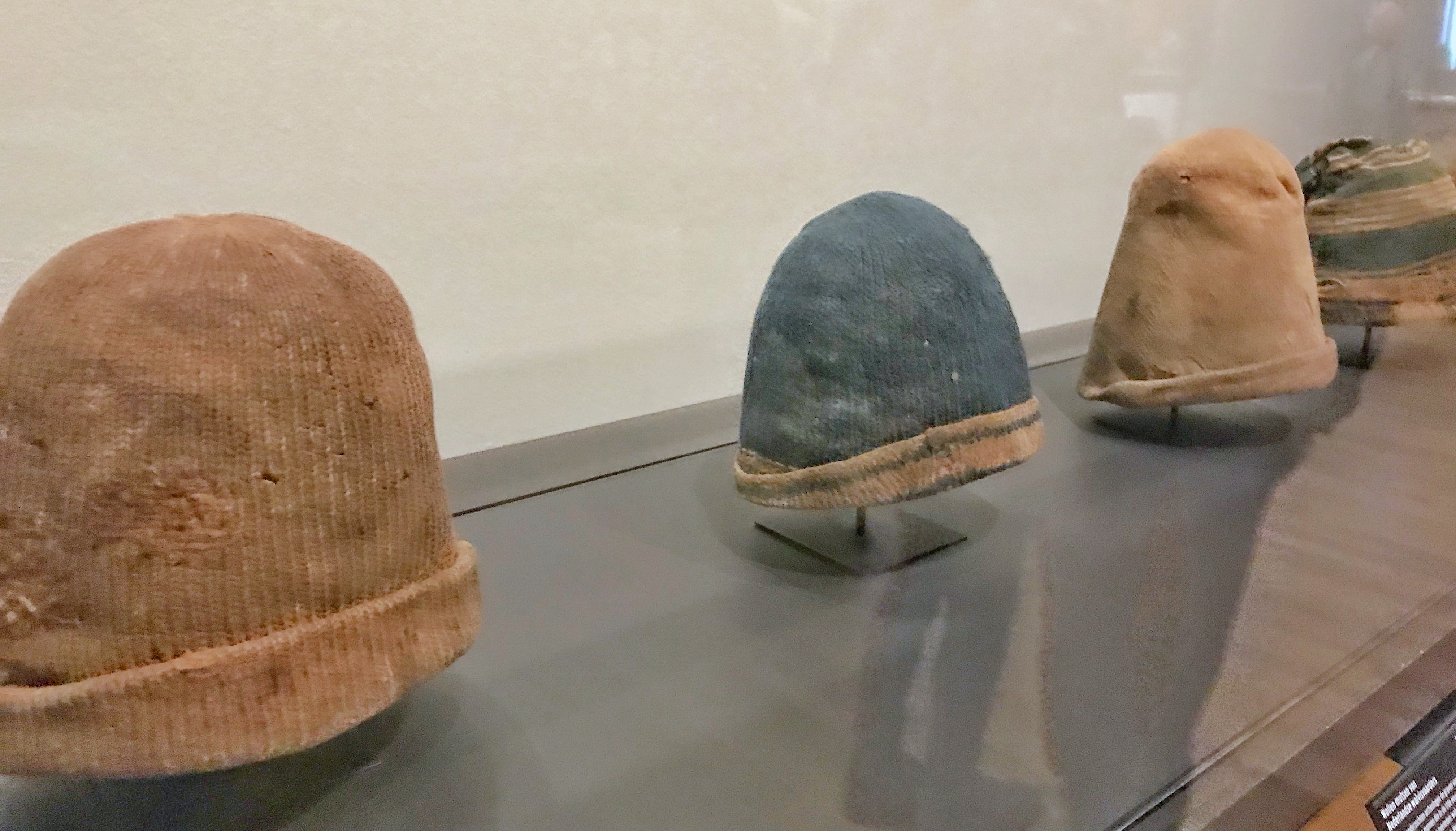 centuries old knit fishermen's hats (taken from graves!)