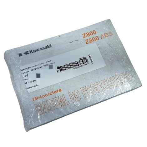 Manual Proprietário Marca Kawasaki Z800 Ano 2013 Original | 4A