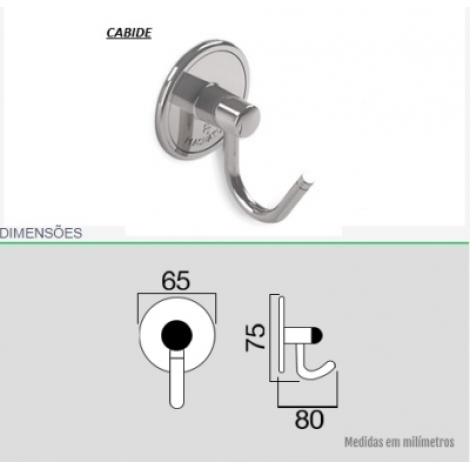 CABIDE COM FIXACAO ADESIVA CROMO