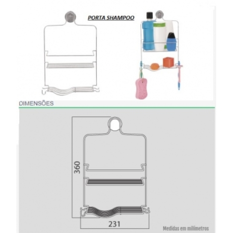 PORTA SHAMPOO COM FIXACAO ADESIVA CROMO