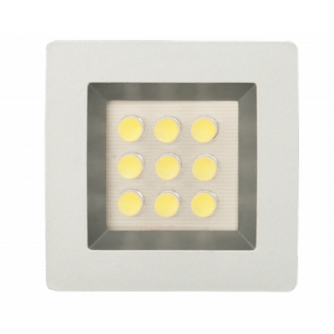 LUMINARIA QUADRADA CR 9 LEDS QUENTE LUZ AMARELA 3000K