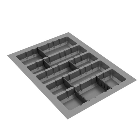 GAVETA PVC 650X485X50MM CINZA TEXTURA C/DIVISÃO