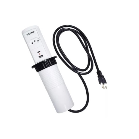 TORRE DE TOMADA AUTOMATICO 1 TOMADA + 2USB TIPO A + TIPO C BRANCO