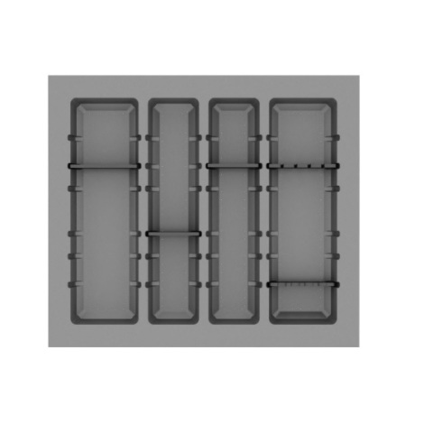 GAVETA PVC CINZA 550X485 4 DIVISAO