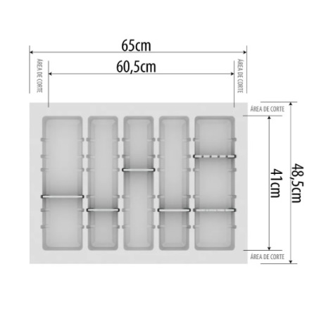 GAVETA PVC 650X485X50MM BRANCO TEXTURA C/DIVISÃO