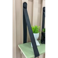 SUPORTE PRATELEIRA 1000MM COURO PRETO C/ BOTAO PRETO