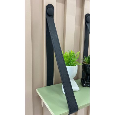 SUPORTE PRATELEIRA 1000MM COURO PRETO C/ BOTAO PRETO