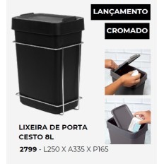 LIXEIRA DE PORTA 8L L250XA340XP165MM CROMADO
