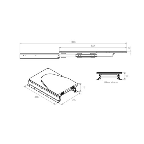 TABUA DE PASSAR PARALELA CINZA S/ PORTA FERRO