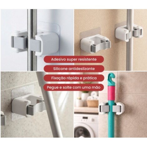 PORTA VASSOURA EM ADESIVO SUPORTA 5KG