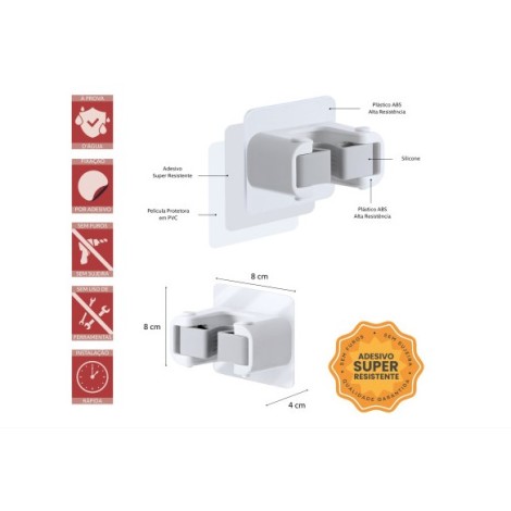 PORTA VASSOURA EM ADESIVO SUPORTA 5KG