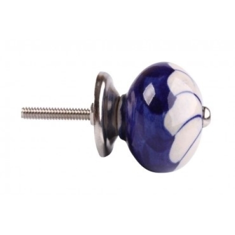 PUX COLONIAL PONTO CERAMICA AZUL/BRANCO