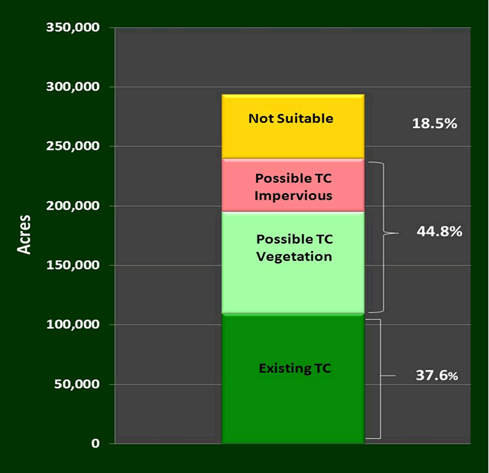 Tree Canopy Metrics County Vertical Bar