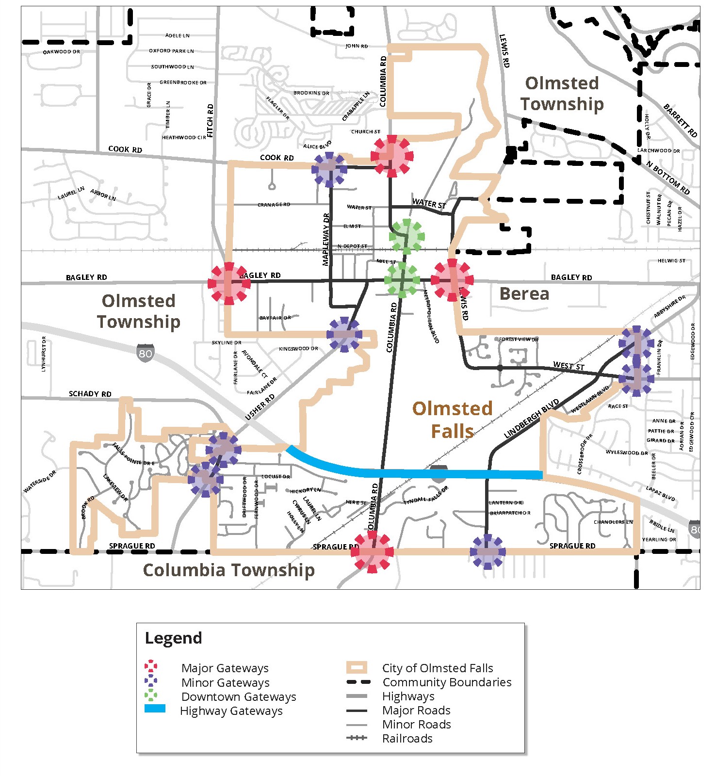 Olmsted Falls Gateway map