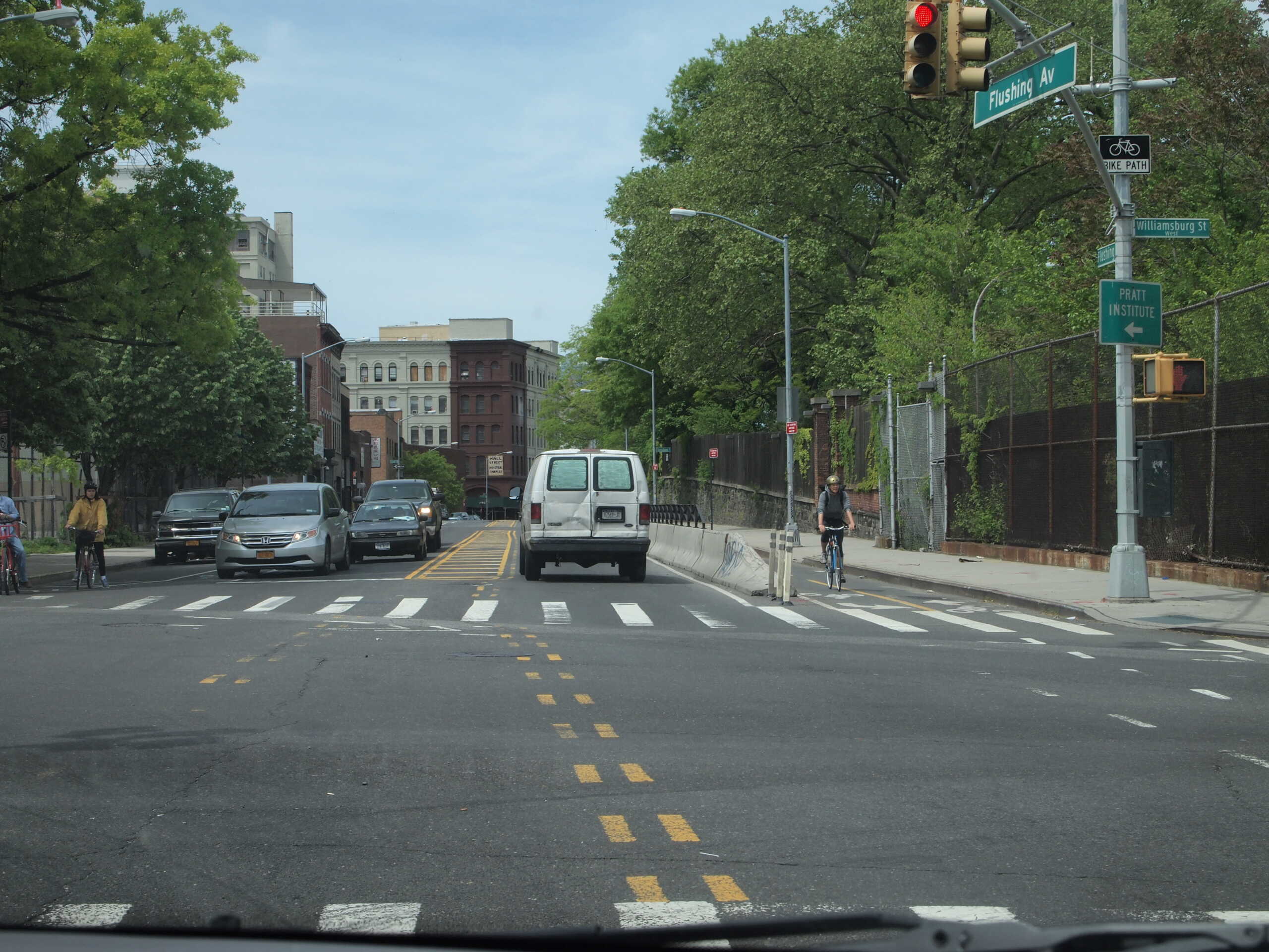 Intersection with bike lanes