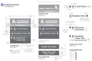 Illustration of on-road directional post-mounted signs