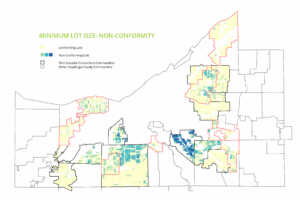 map of parcels that that conform to minimum lot size requirements