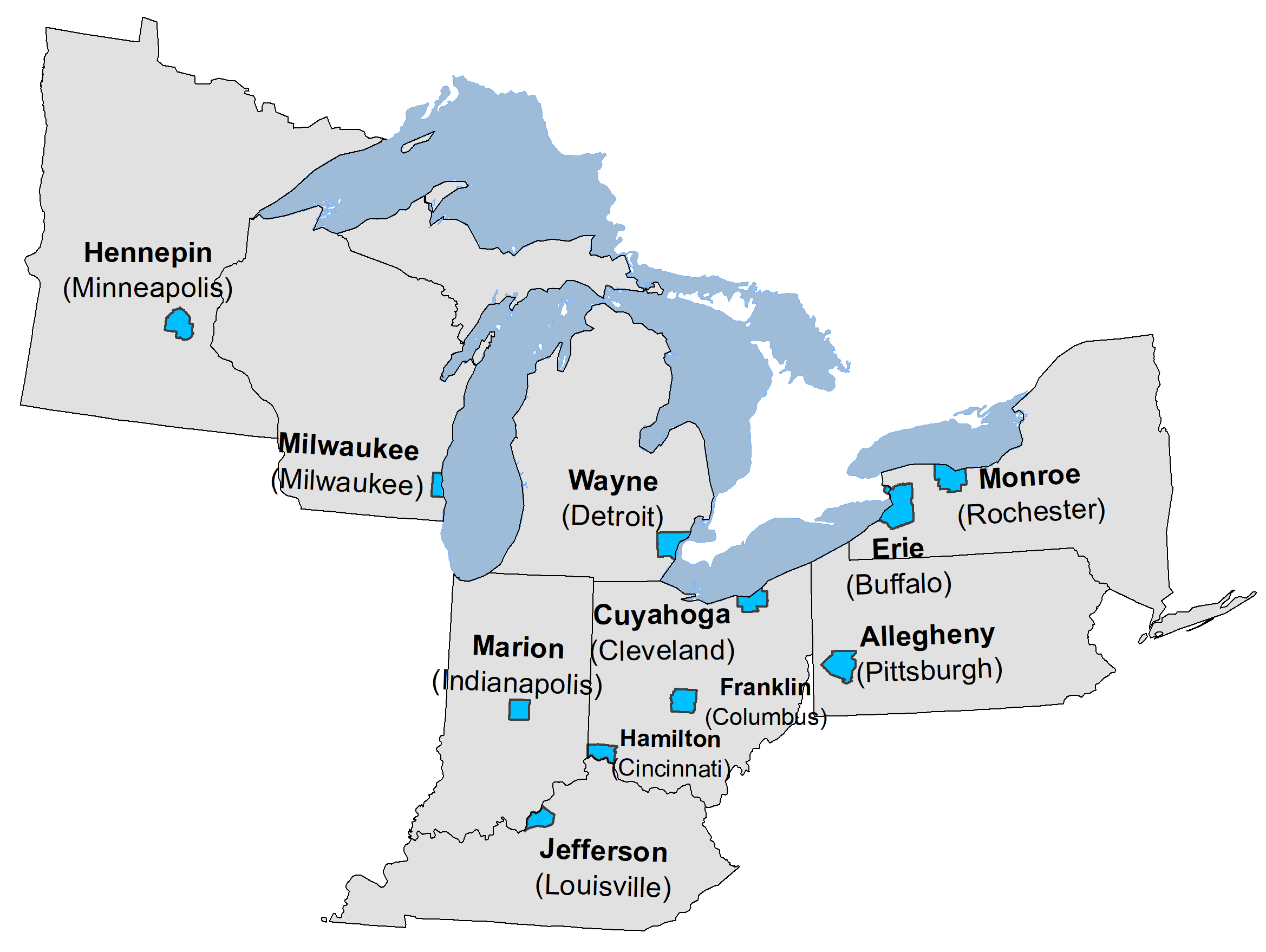 map of the peer counties in the Data Book