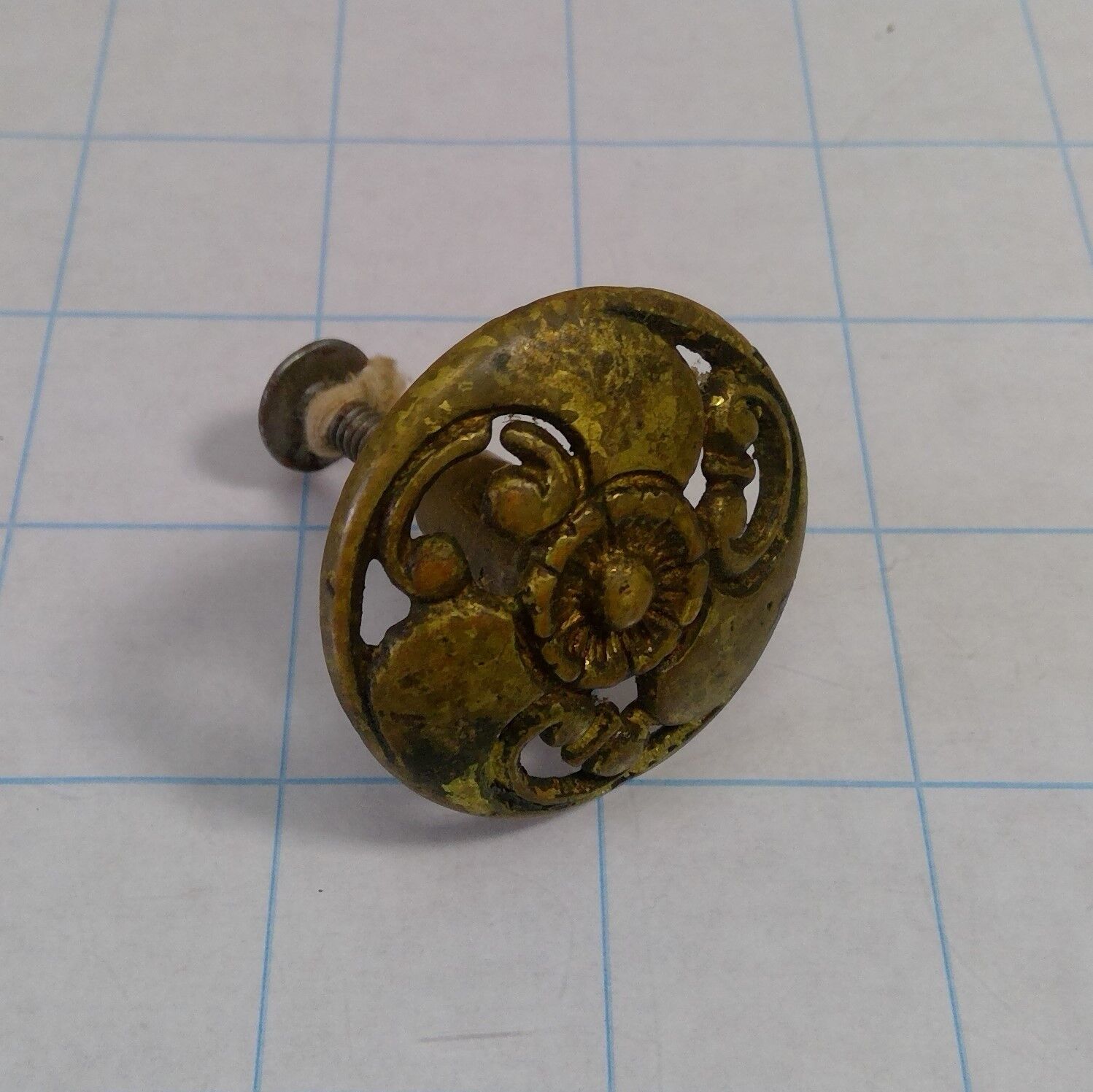 VTG Antique ORNATE Brass Bronze Art Nouveau 1.5" DRAWER PULL