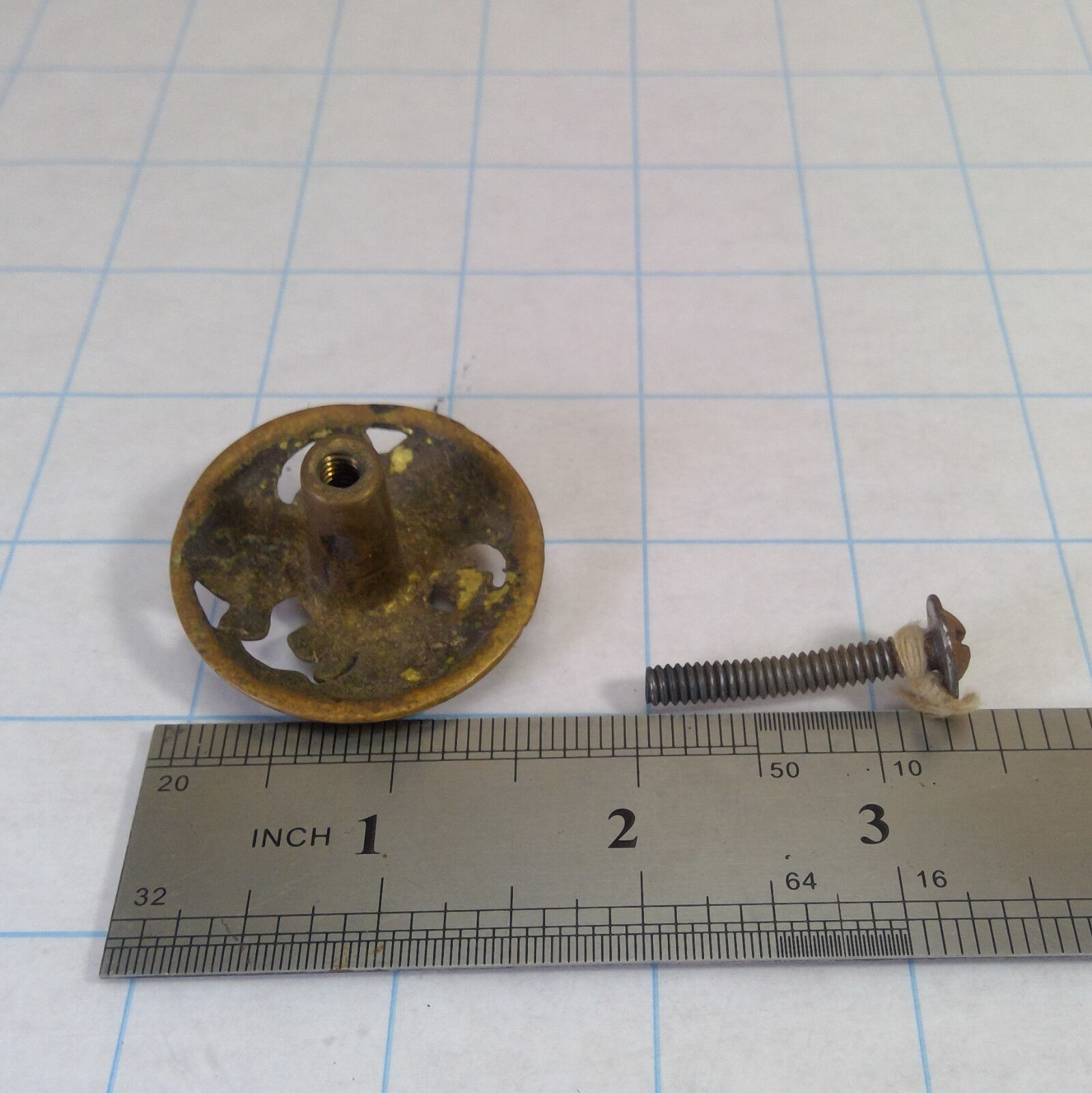 VTG Antique ORNATE Brass Bronze Art Nouveau 1.5" DRAWER PULL