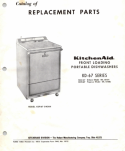 KitchenAid Portable Dishwasher Replacement Parts KD-67 Series Catalog PDF Download