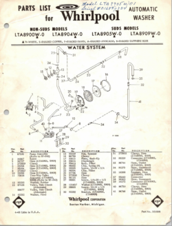 Whirlpool Automatic Washer Parts List PDF Download