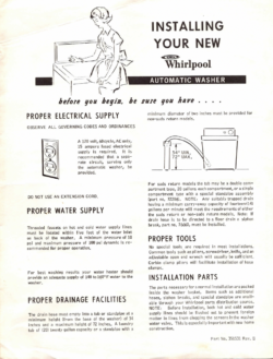Whirlpool Automatic Washer Installation Instructions PDF Download