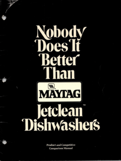 Maytag Jetclean Dishwasher Competitive Comparison Manual PDF Download
