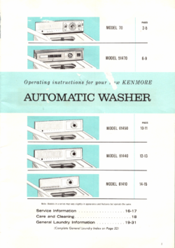 Owners Manual for Kenmore Automatic Washers M61450 PDF Download